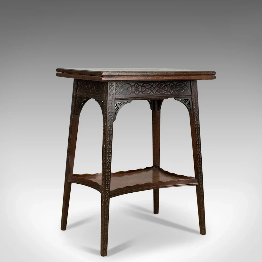 Antique Fold-Over Games Table, English, Edwards & Roberts, London Circa 1880