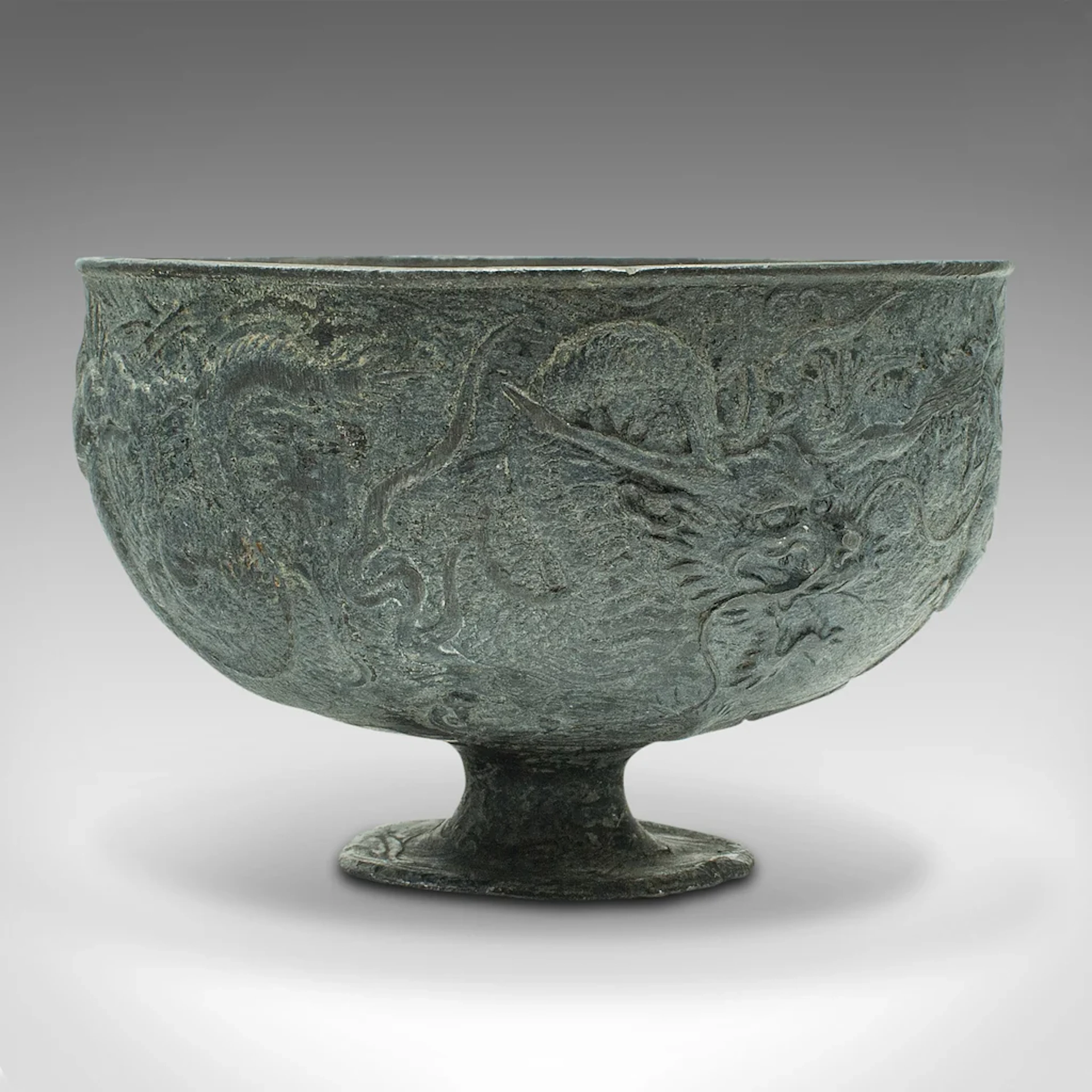 Antique Libation Cup, Chinese, Lead Alloy, Decorative Bowl, Victorian, C.1880