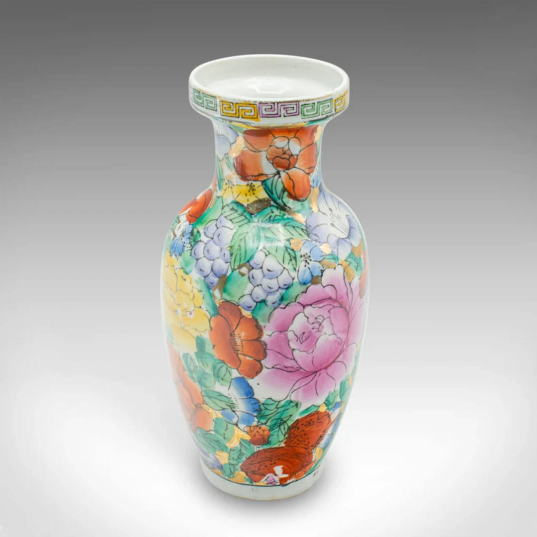 Small Vintage Posy Vase, Chinese, Decorative Ceramic, Flower Pot, Handpainted