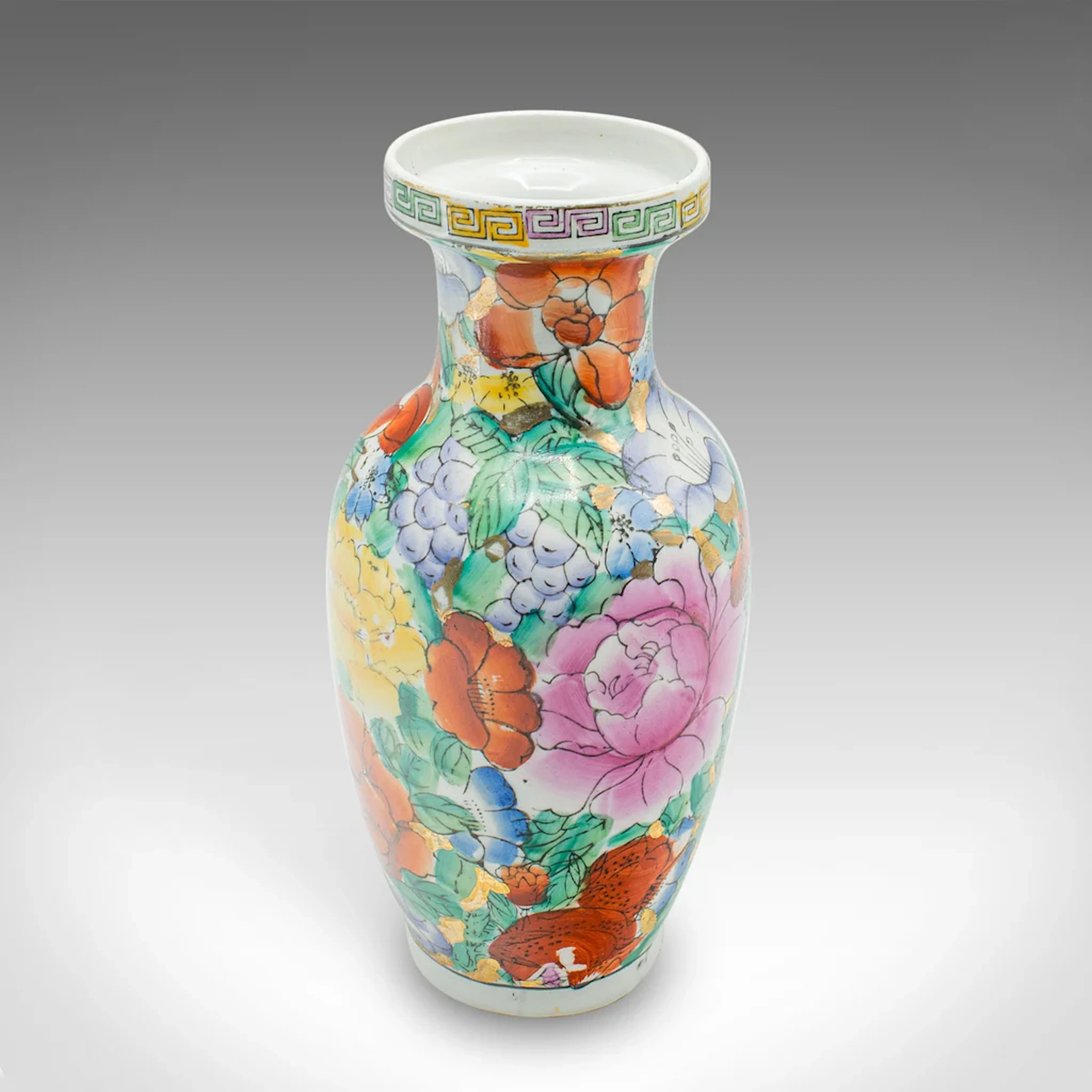 Small Vintage Posy Vase, Chinese, Decorative Ceramic, Flower Pot, Handpainted