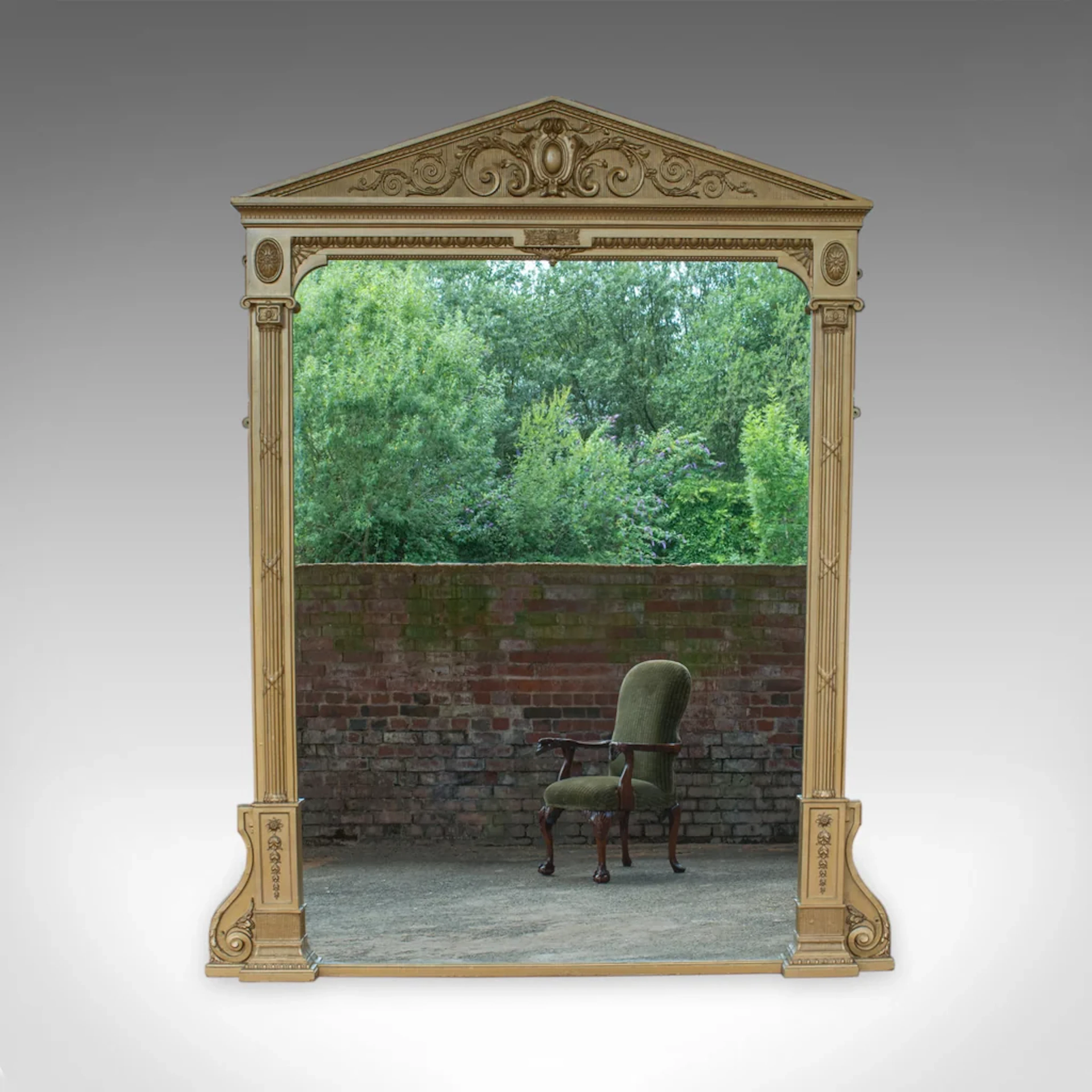 Very Large Antique Overmantel Mirror 230cm x 189.5cm (7'5"x6'2") Classical