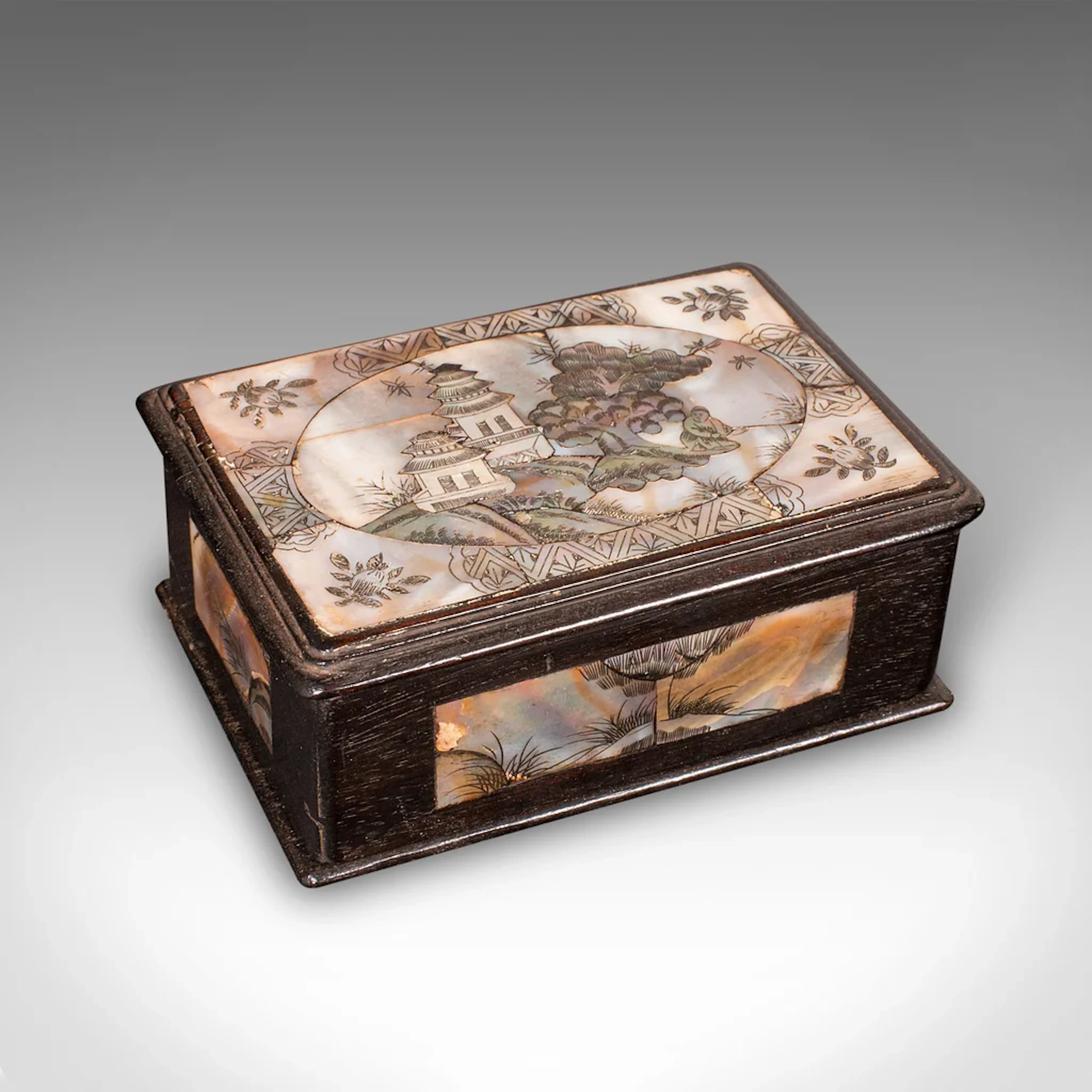 Small Antique Keepsake Box, Oriental, Decorative Case, Qing Dynasty, Edwardian
