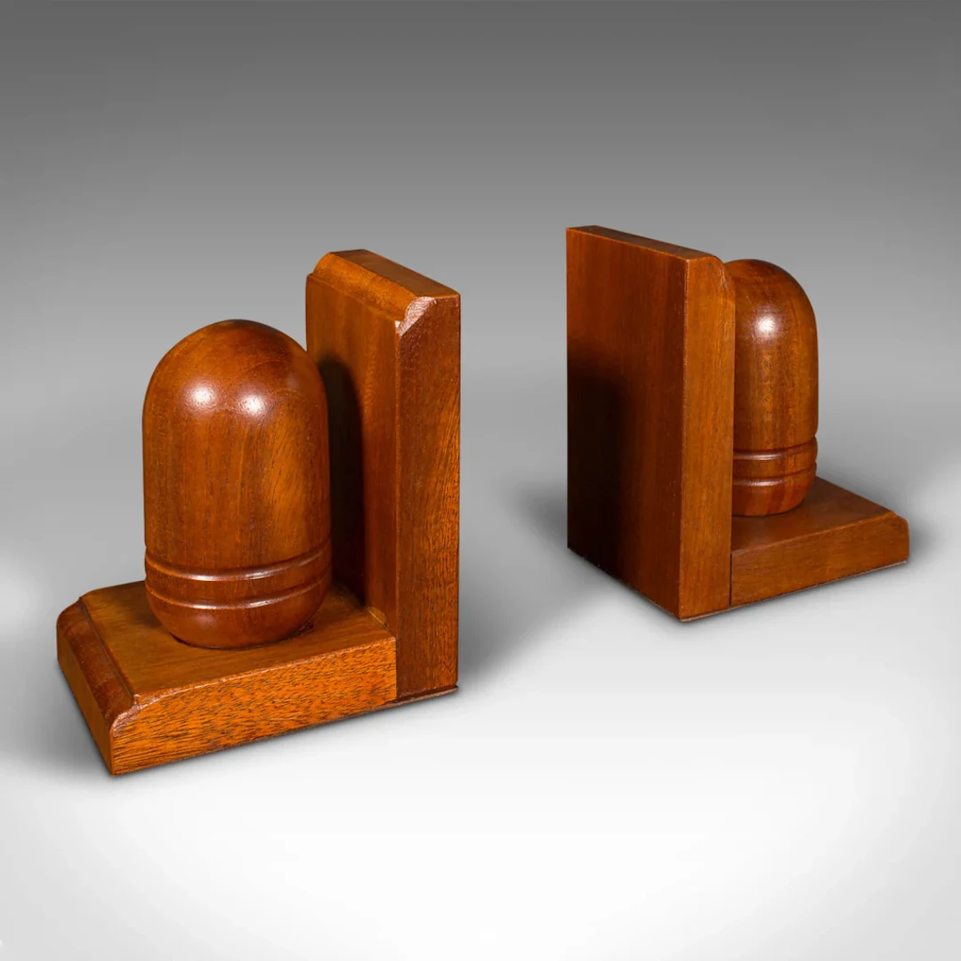 Pair Of Vintage Acorn Bookends, English, Decorative Book Rest, Mid