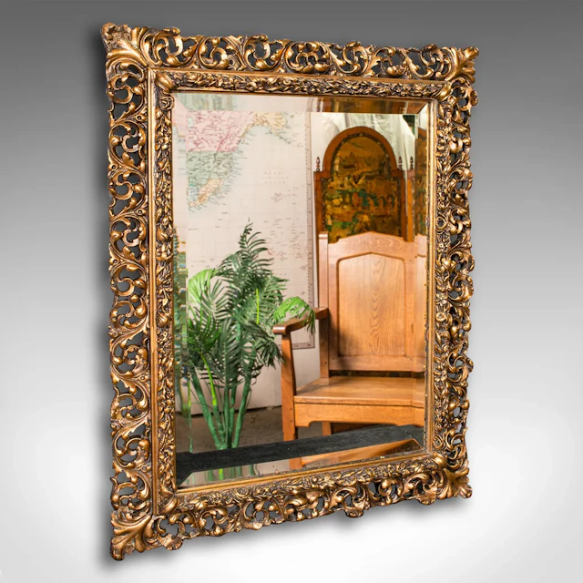 Vintage Wall Mirror, French, Giltwood, Hall, Lounge, Ornate, Mid Century