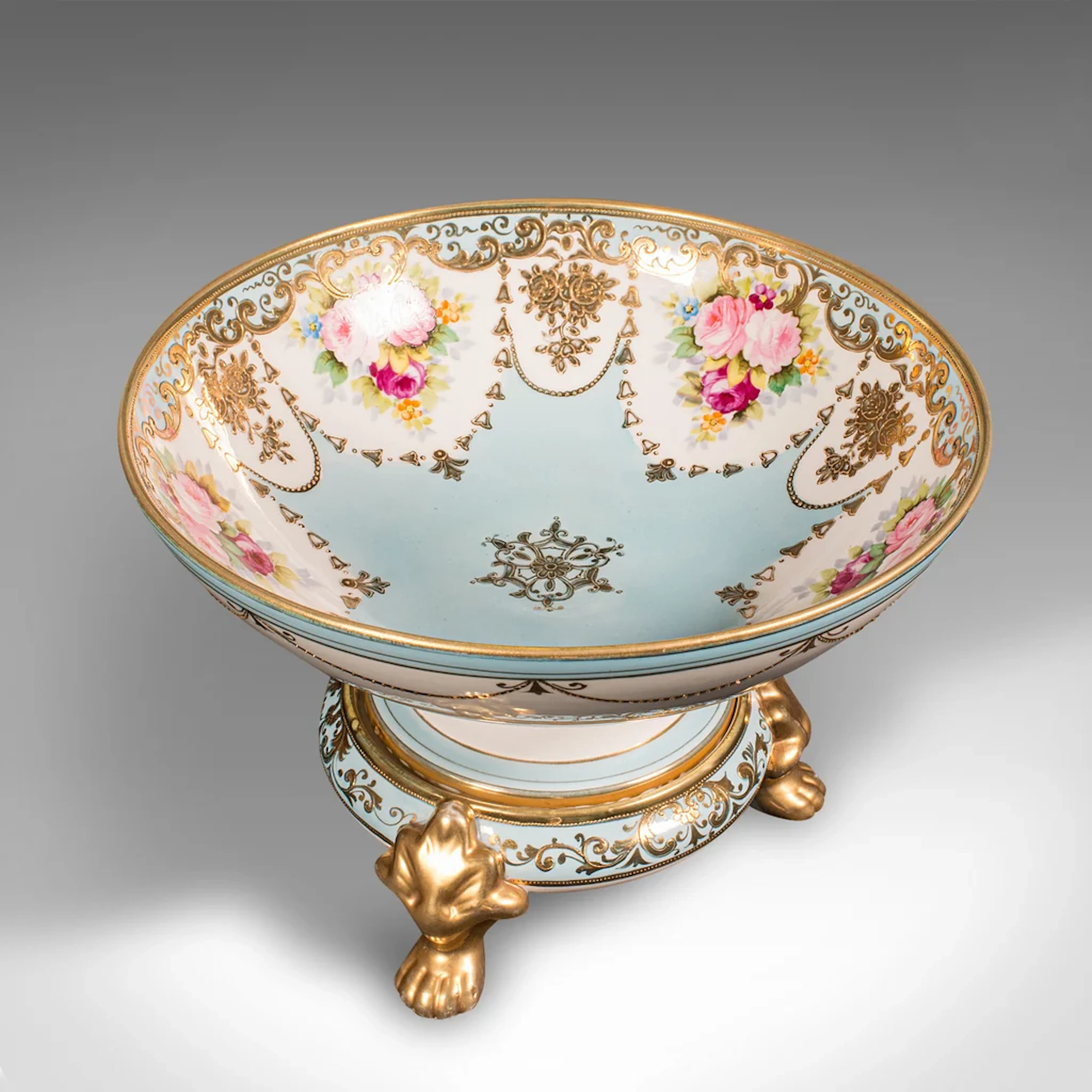 Antique Decorative Footed Bowl, Japanese, Ceramic Serving Dish, Noritake