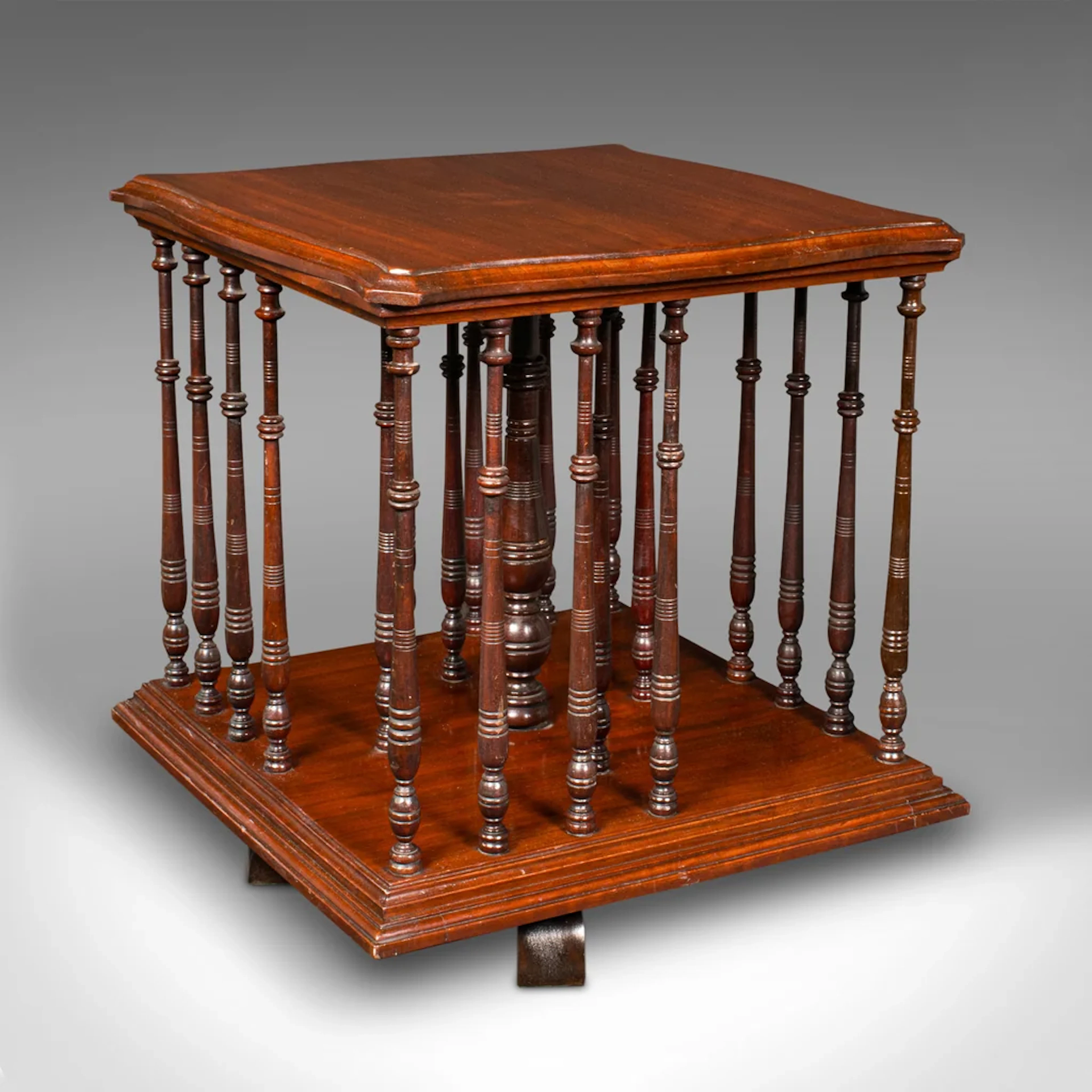 Antique Book Companion, English, Walnut, Rotary Bookstand, Edwardian
