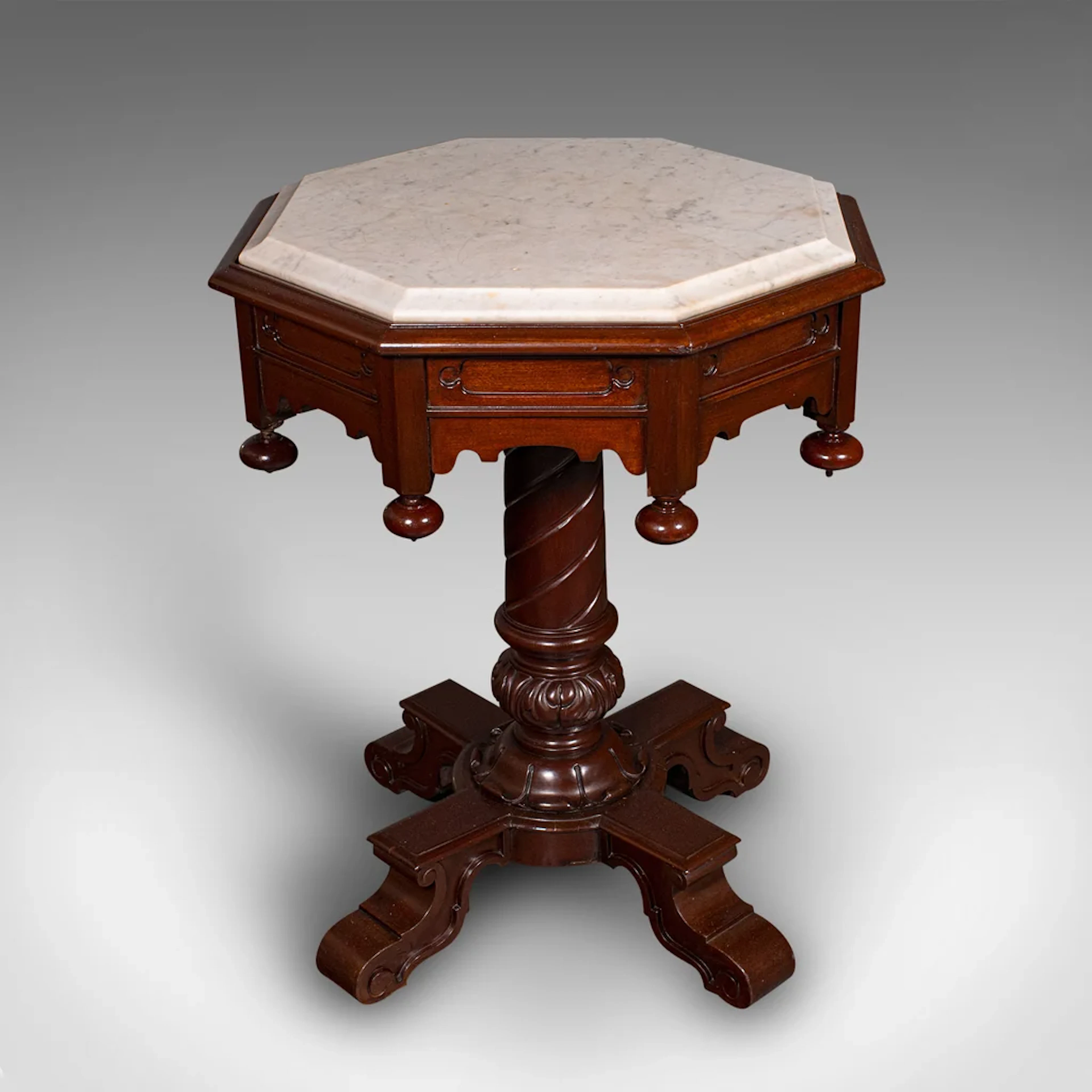 Antique Octagonal Table, English, Marble, Occasional, Centre, Early Victorian