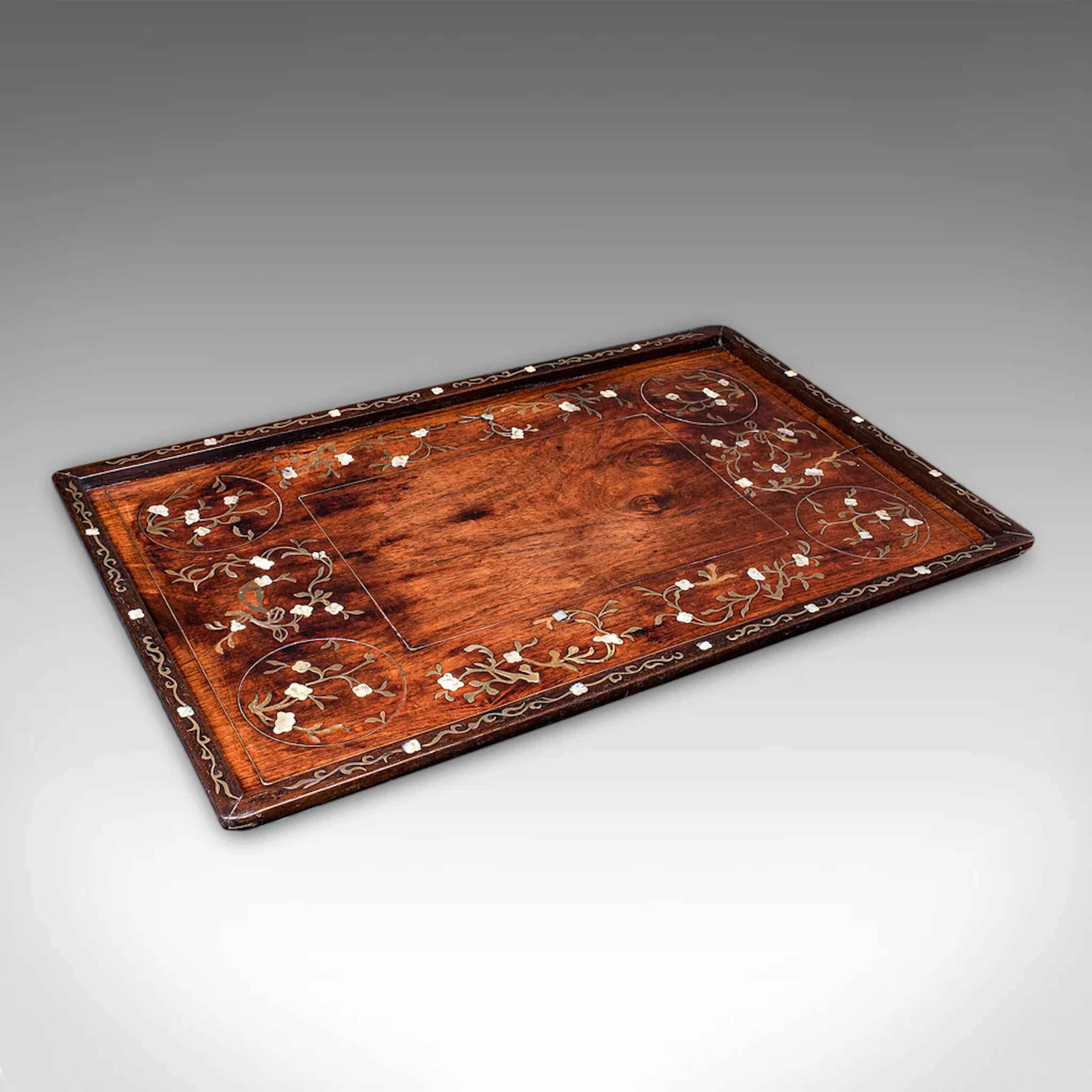 Antique Colonial Serving Tray, Anglo Indian Teak, Afternoon Tea Slide