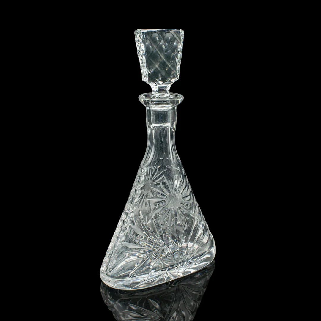 Vintage Sherry Decanter, English, Cut Crystal Glass, Spirit Vessel