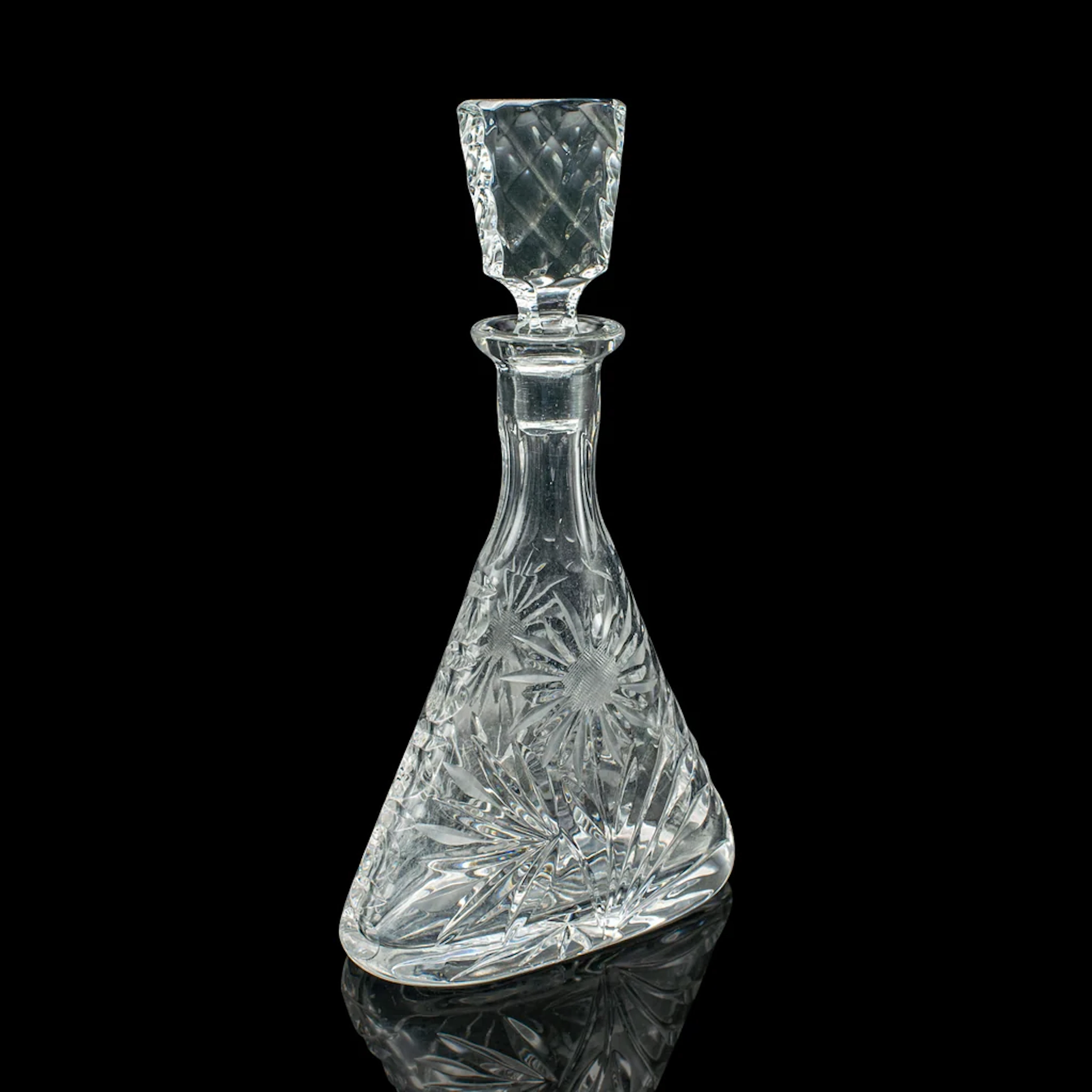 Vintage Sherry Decanter, English, Cut Crystal Glass, Spirit Vessel