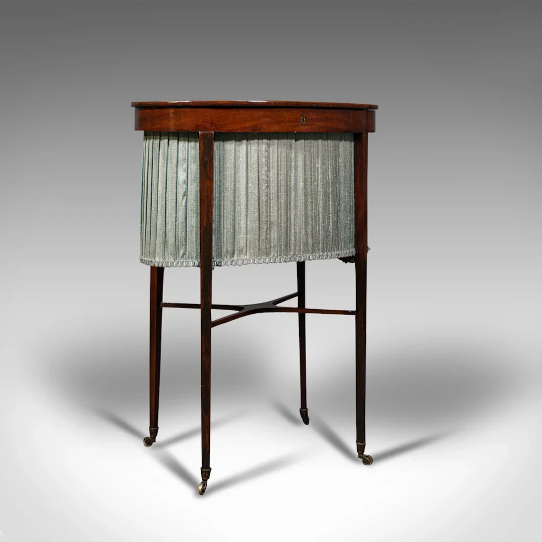 Antique Sewing Table, English, Mahogany, Silk Cotton, Work, Regency, Circa 1820
