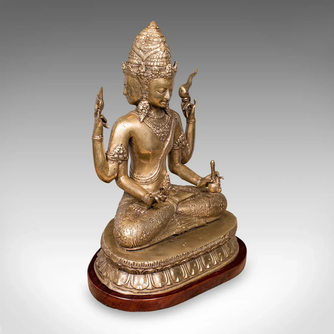 Antique Dattatreya Figure, Balinese, Bronze, Religious Icon, Hinduism