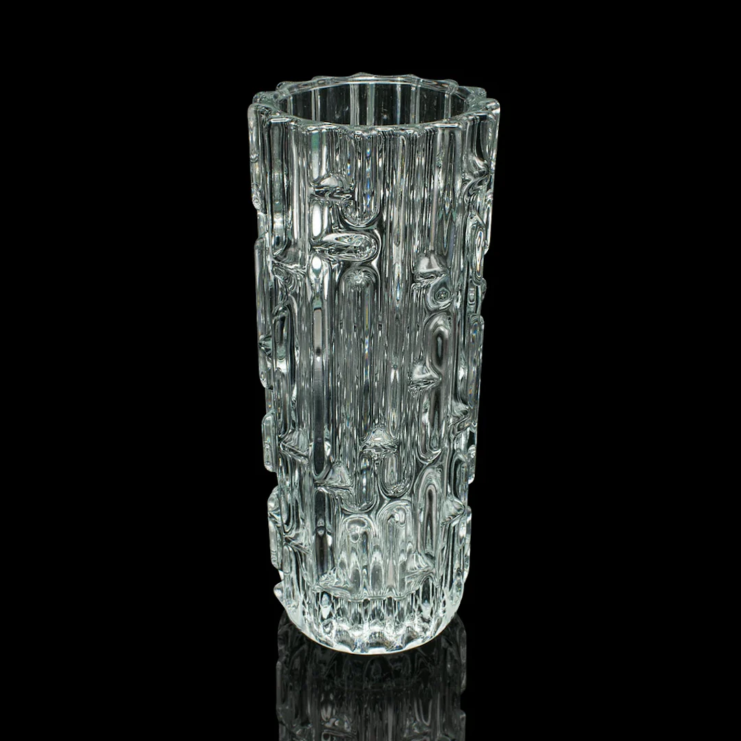 Vintage Designer Vase, Czech, Bohemian Art Glass, Flower Sleeve, Mid Century