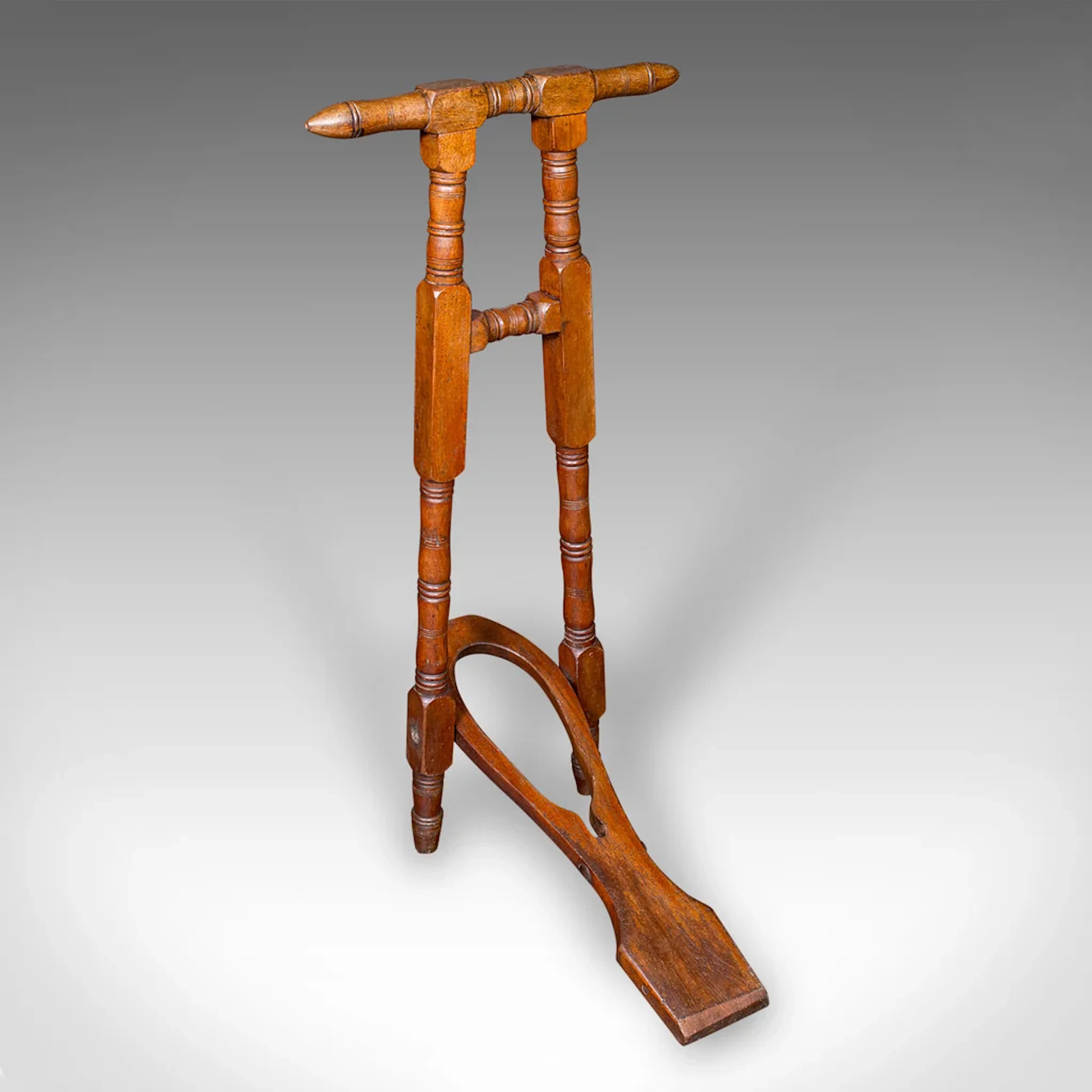 Antique Boot Jack, English, Walnut, Folding Shoe Pull, Victorian, Circa 1870