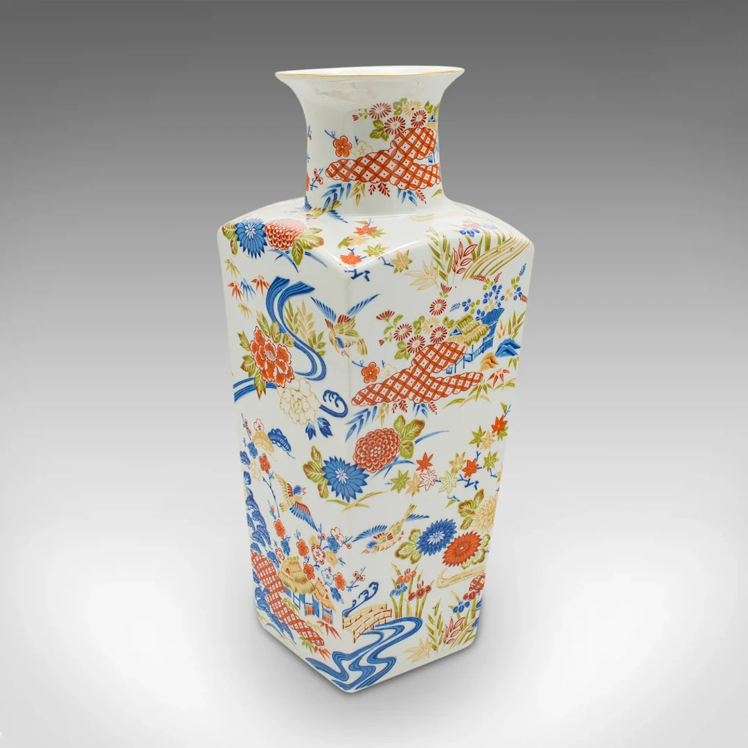 Vintage Art Deco Revival Vase, Chinese, Ceramic, Flower Pot, Late 20th Century