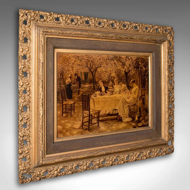 Antique Crystoleum Picture, German, Framed, Mezzotint Painting, Art, Victorian