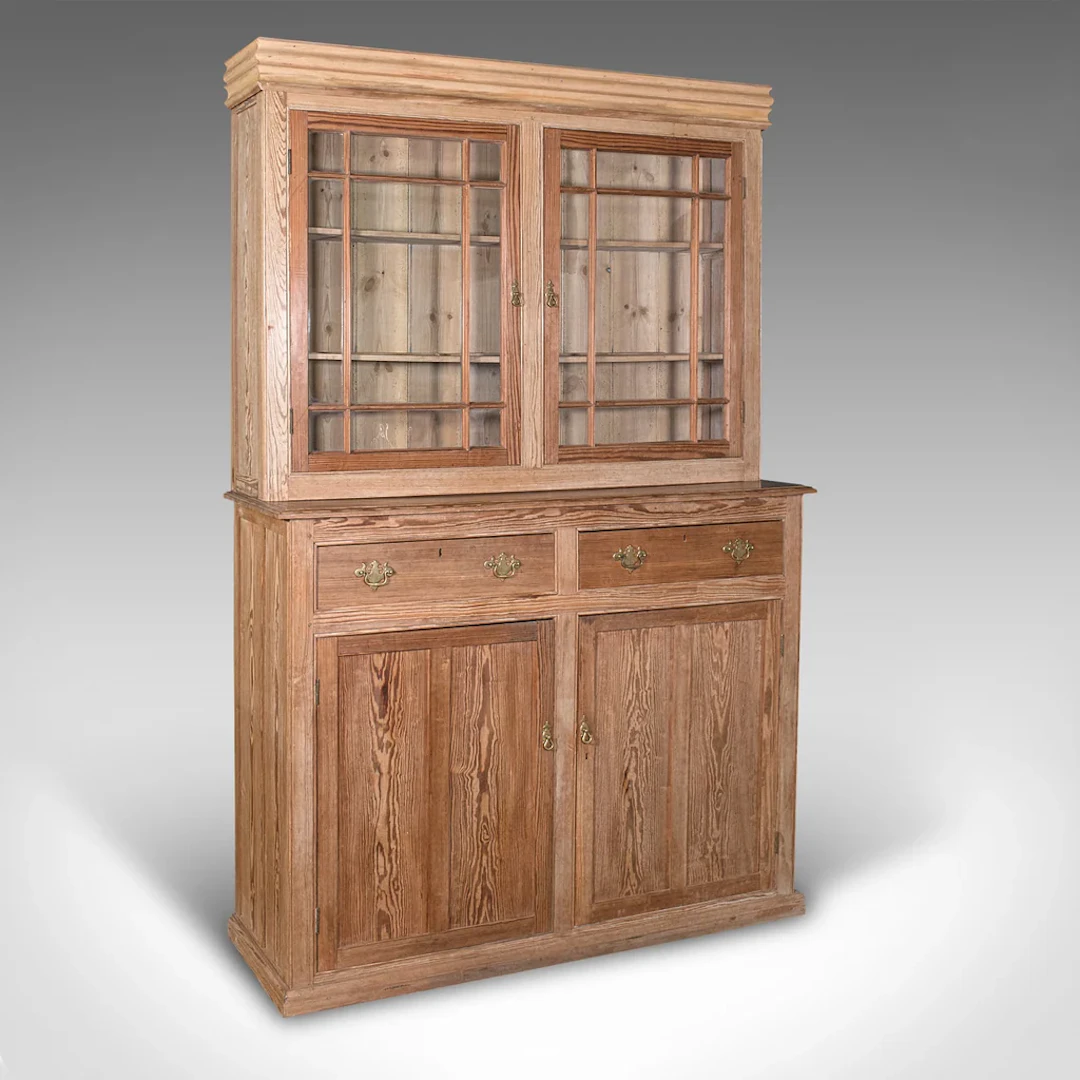 Very Tall 8' Antique Cupboard, English, Pine, Larder Cabinet, Victorian, C.1850