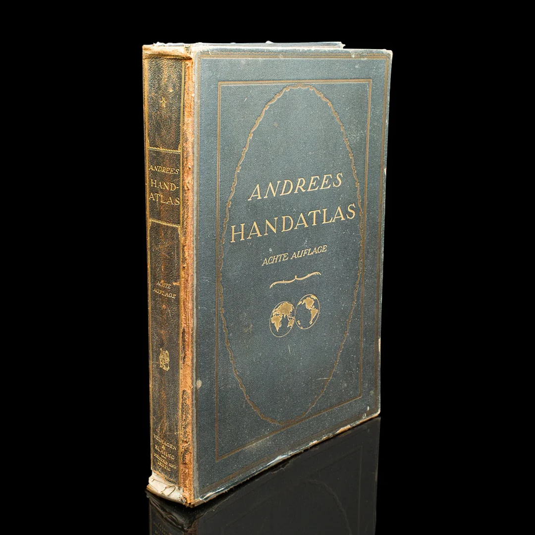 Antique Andrees Handatlas, German Cartography Book, Maps, Atlas, Reference