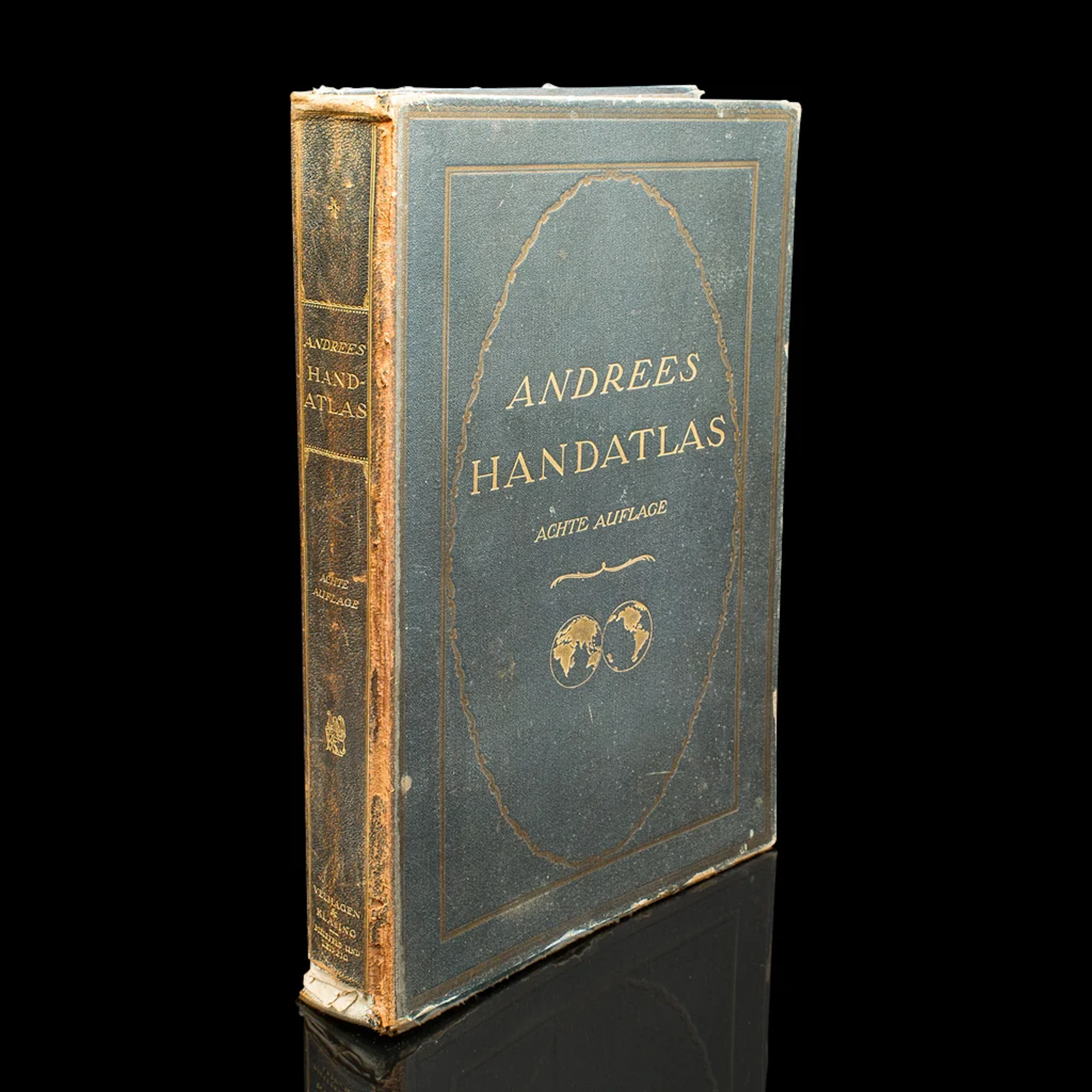 Antique Andrees Handatlas, German Cartography Book, Maps, Atlas, Reference