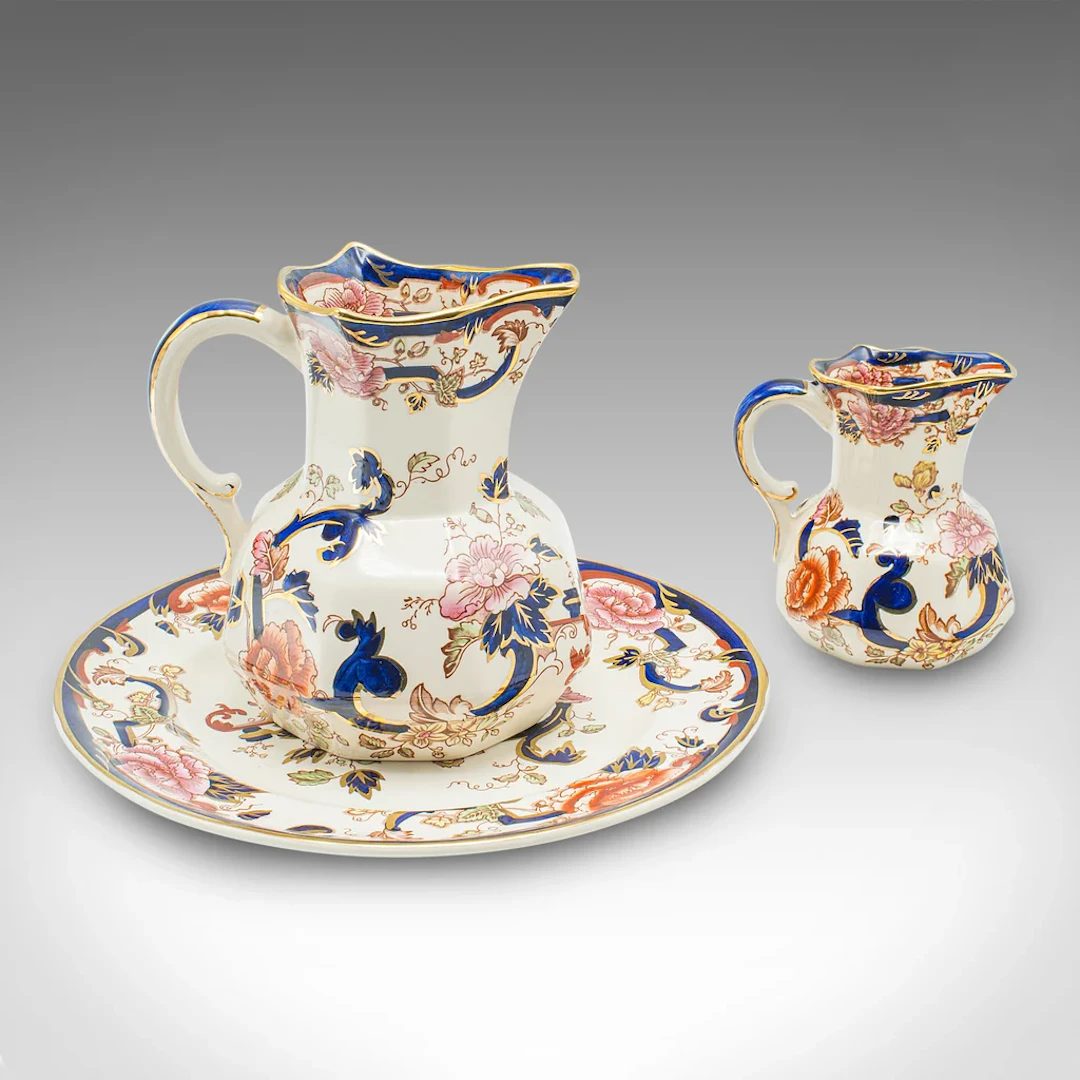 Vintage Dessert Serving Set, English Ceramic, Decorative Cake Plate