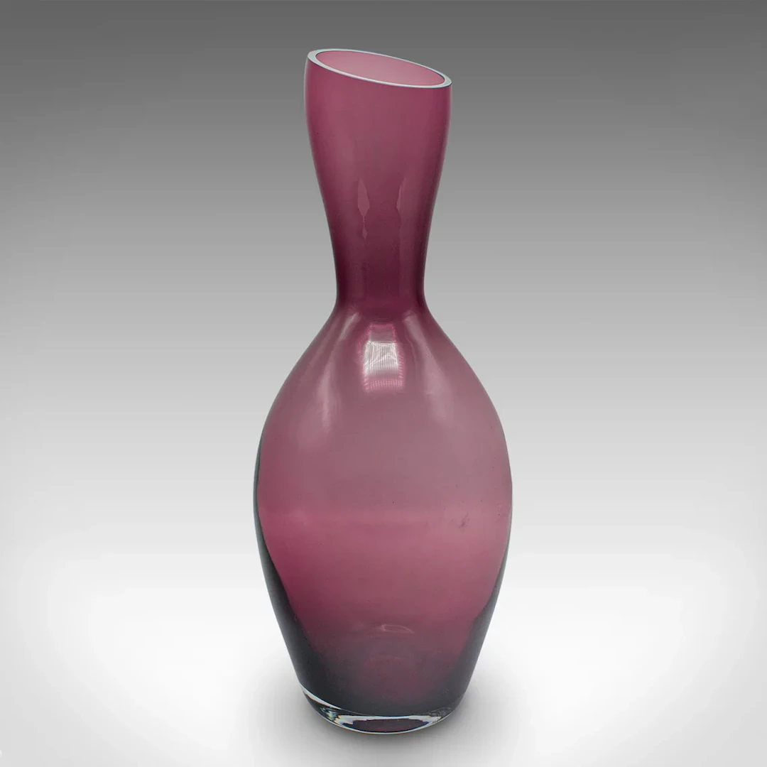 Vintage Decanter Form Flower Vase, English, Glass, Bouquet Sleeve, Circa 1970