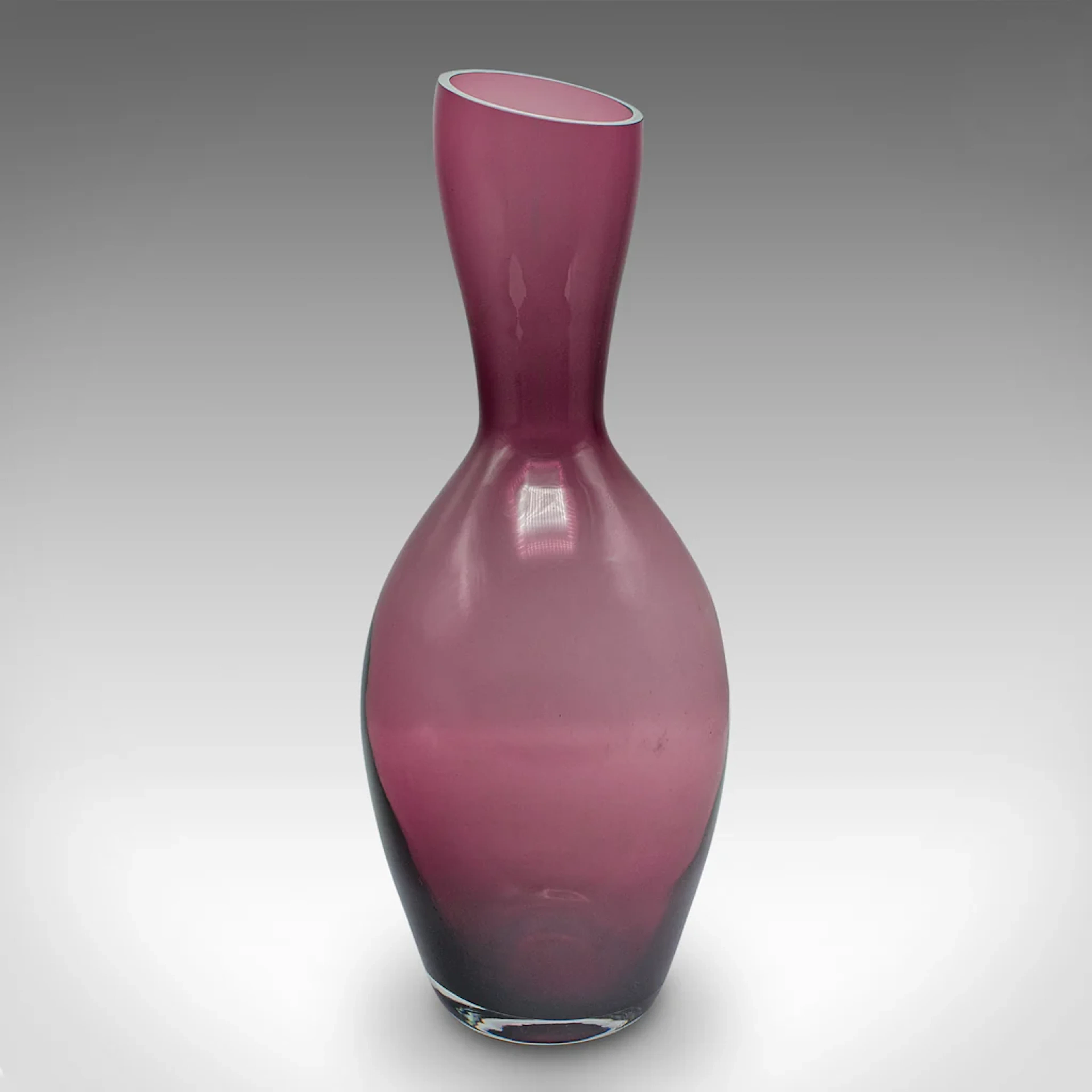 Vintage Decanter Form Flower Vase, English, Glass, Bouquet Sleeve, Circa 1970