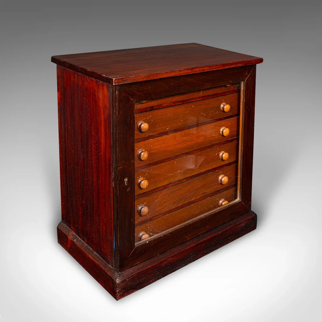 Antique 6 Drawer Specimen Collector Cabinet, English, Display Storage