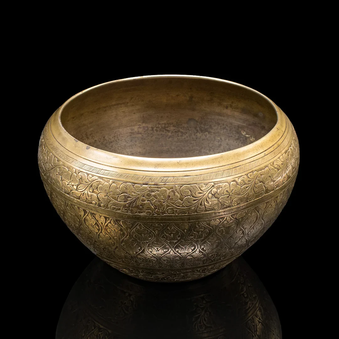 Vintage Offering Bowl, South East Asian, Brass, Jardiniere Pot, Art