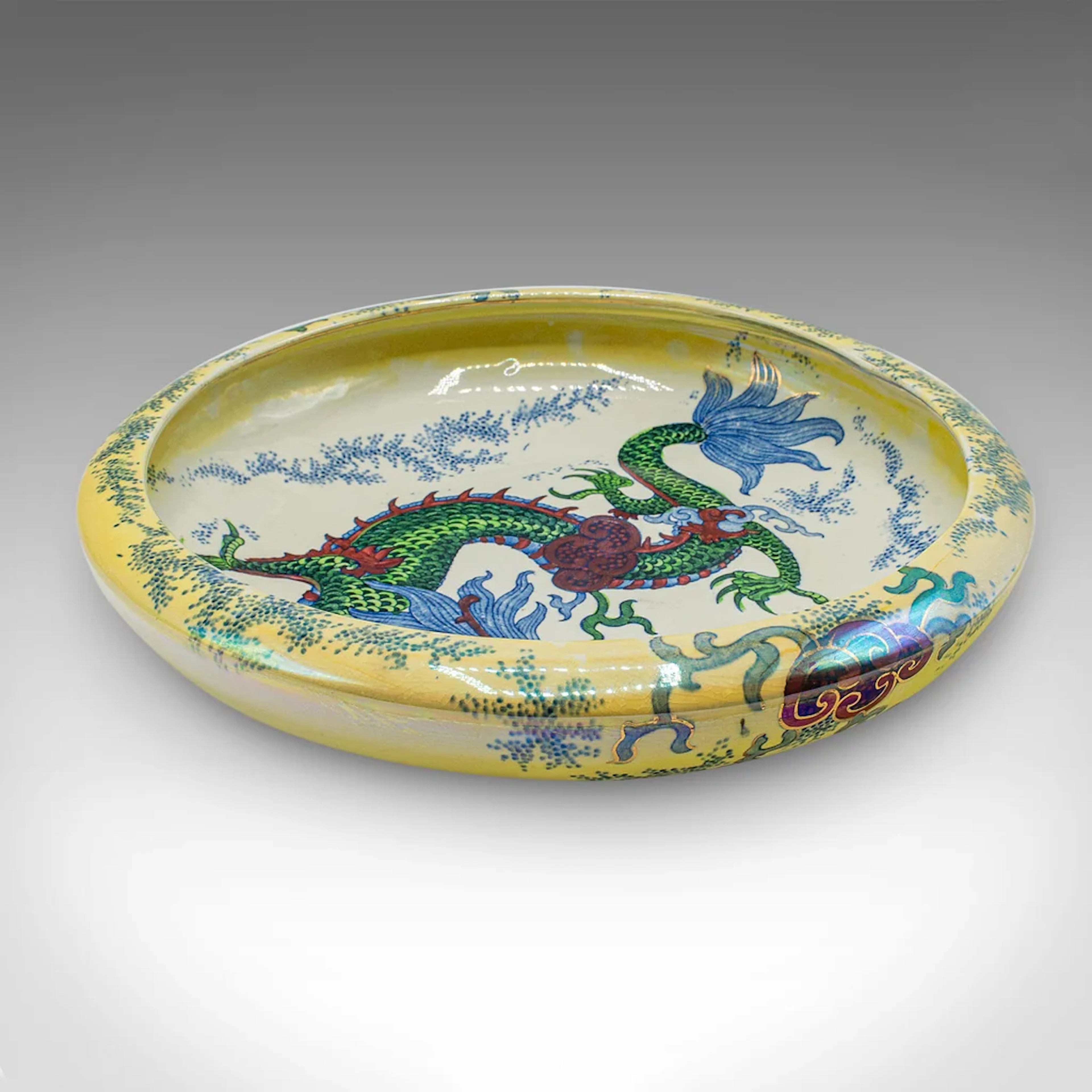 Antique Serving Bowl, English, Ceramic, Fruit Dish, Oriental Taste, Circa 1920