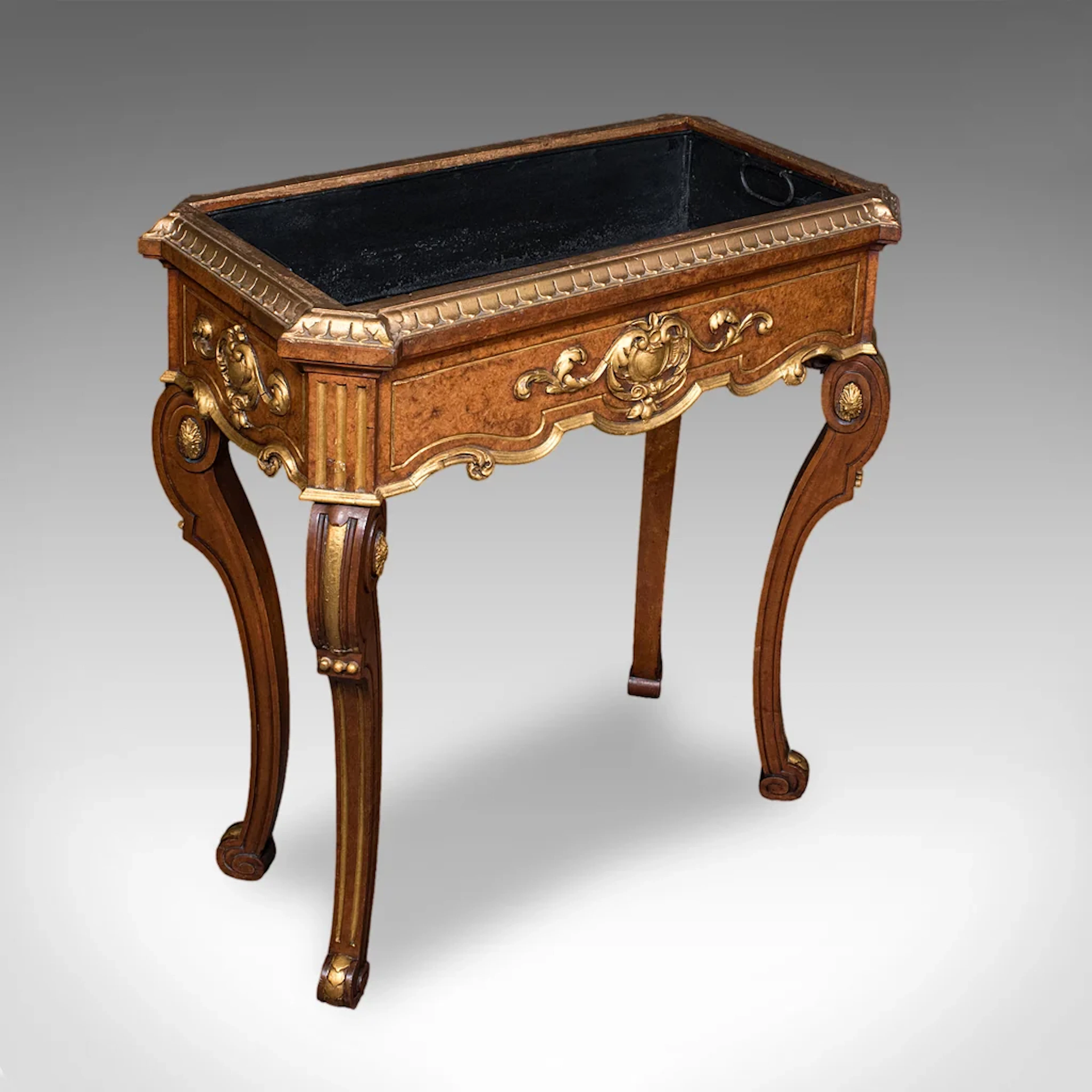 Antique Jardiniere Table, French, Walnut, Planter Stand, Decanter