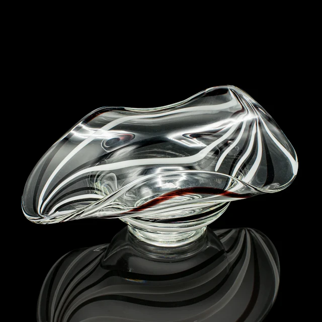 Vintage Display Bowl, Continental, Art Glass, Bonbon, Fruit Dish, Circa 1970