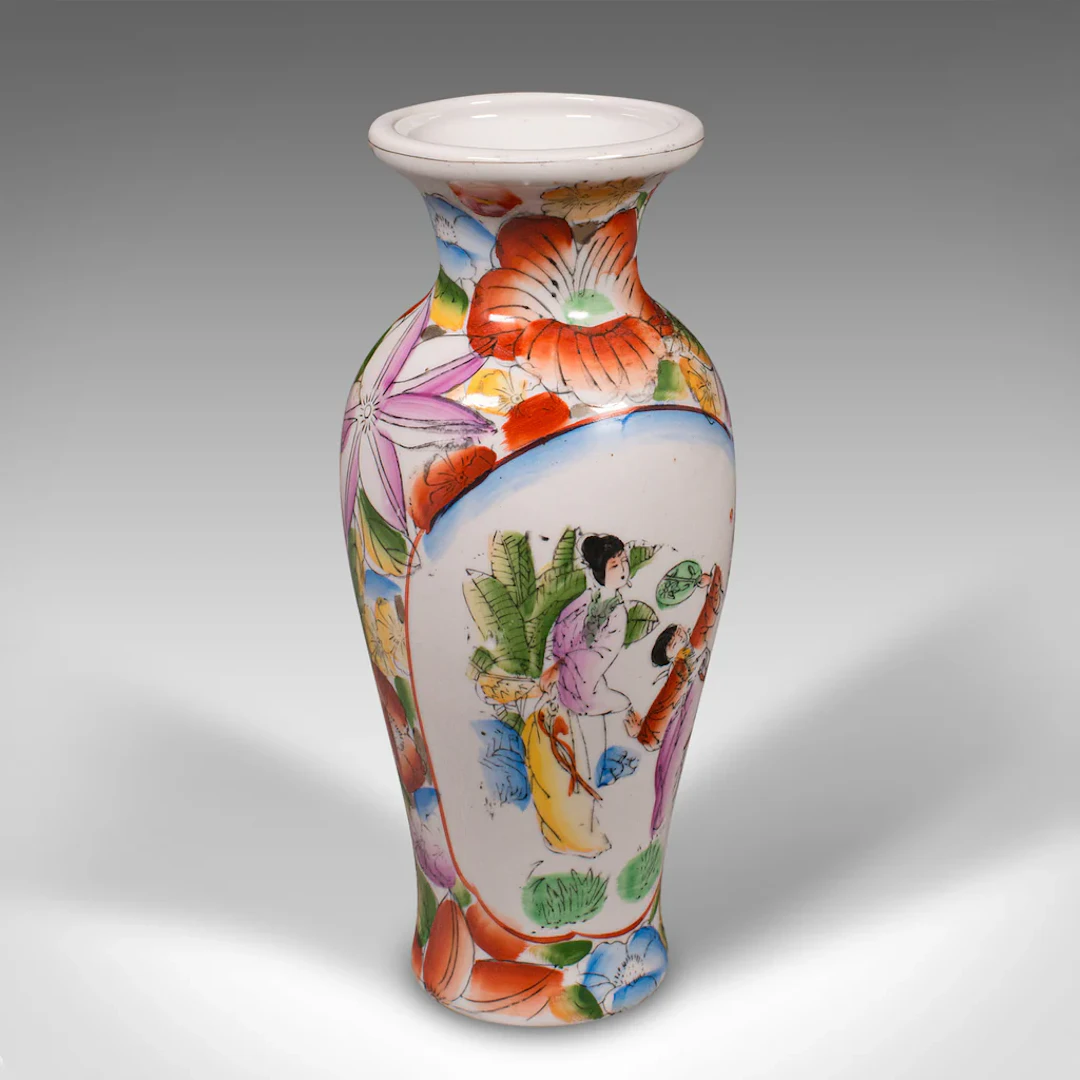 Small Vintage Decorative Posy Vase, Japanese, Hand Painted, Flower