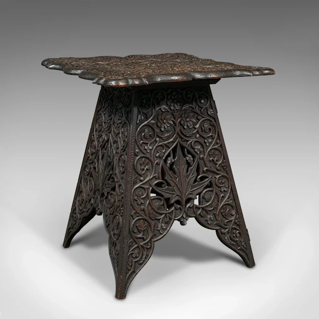 Antique Tea Table, Middle Eastern, Side, Wine, Lamp Stand, Victorian