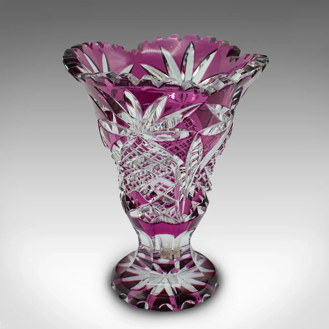 Antique Decorative Vase, English, Cut Glass, Flower Pot, Late Victorian, C.1880
