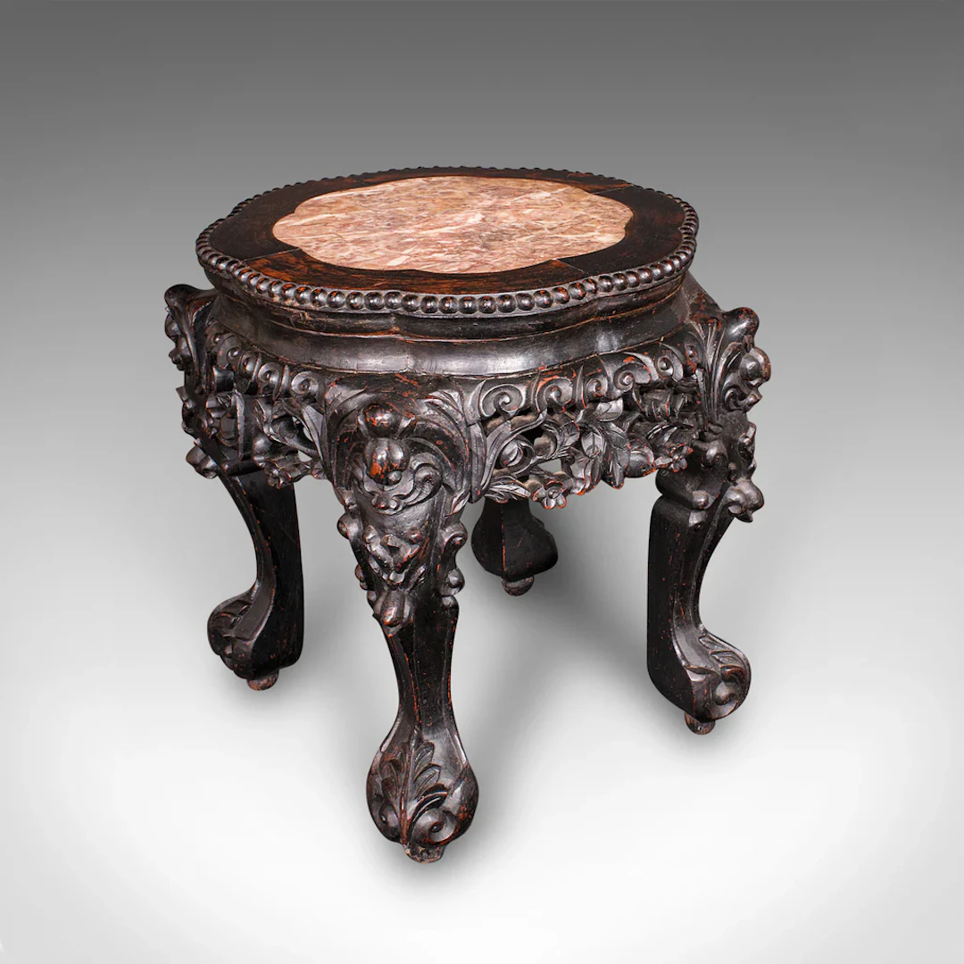 Antique Lamp Table, English, Ebonised, Occasional Stool, Wine Stand, Victorian