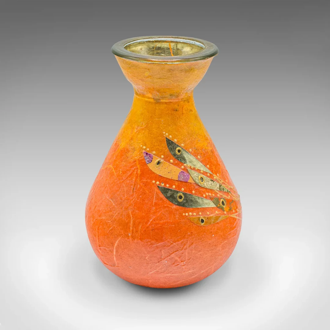 Small Contemporary Candle Stand, English, Art Glass, Votive, Posy Vase, Holder