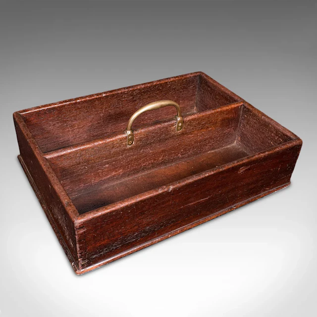 Antique Housemaid's Duty Carry, English, Work Box, Tray, Country House