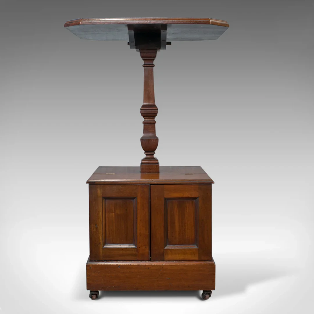 Antique Purdonium, Table and Coal Box, English, Walnut, Early 20th