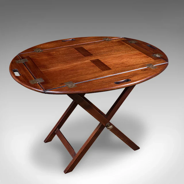 Antique Butler's Tray Table, English, Drop-flap Serving Stand, Edwardian