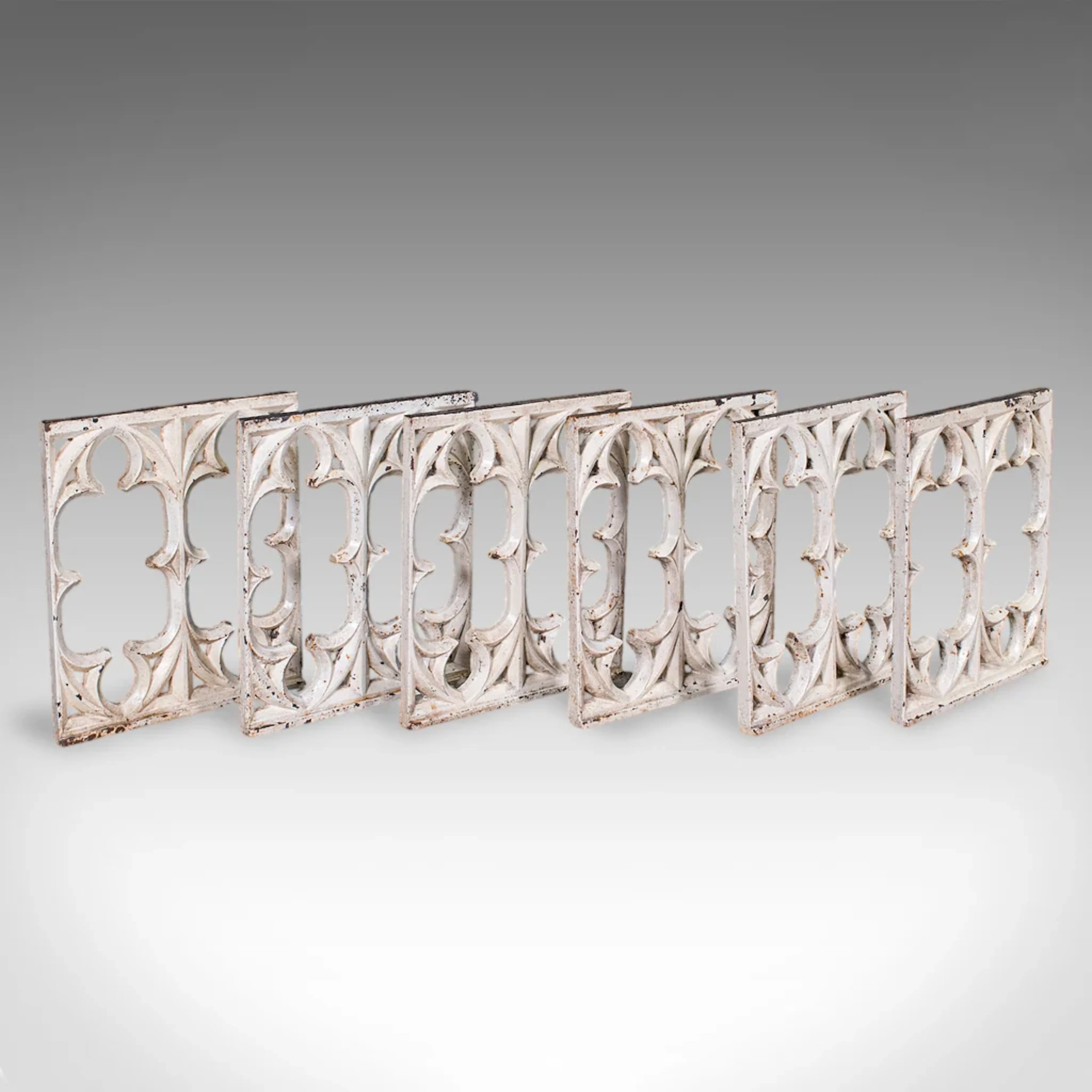Set of 6 Secret Garden Wall Panels, English, Gothic Tracery Grille, Victorian