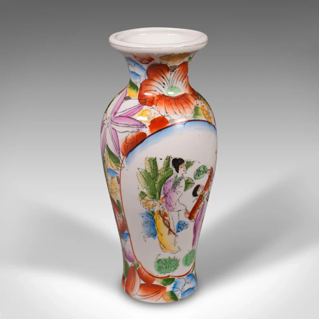 Small Vintage Decorative Posy Vase, Japanese, Hand Painted, Flower