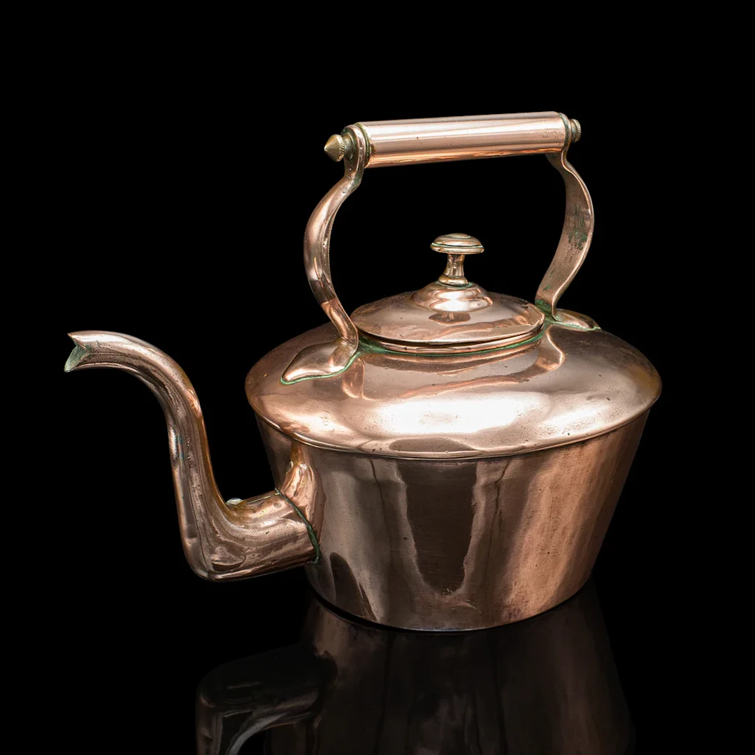Antique Scullery Kettle, English, Copper, Stovetop Teapot, Victorian