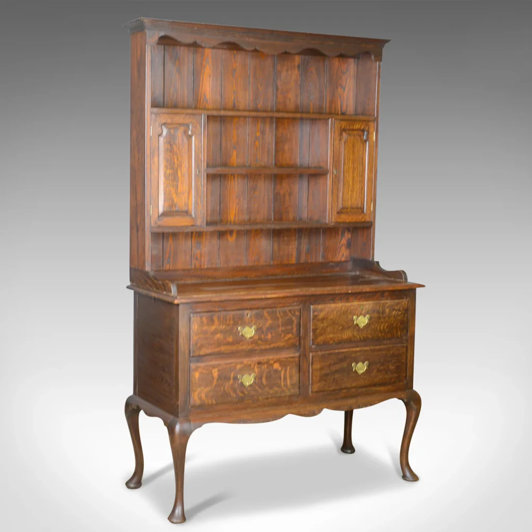 Antique Dresser, English, Oak, Victorian, Country Kitchen, Sideboard