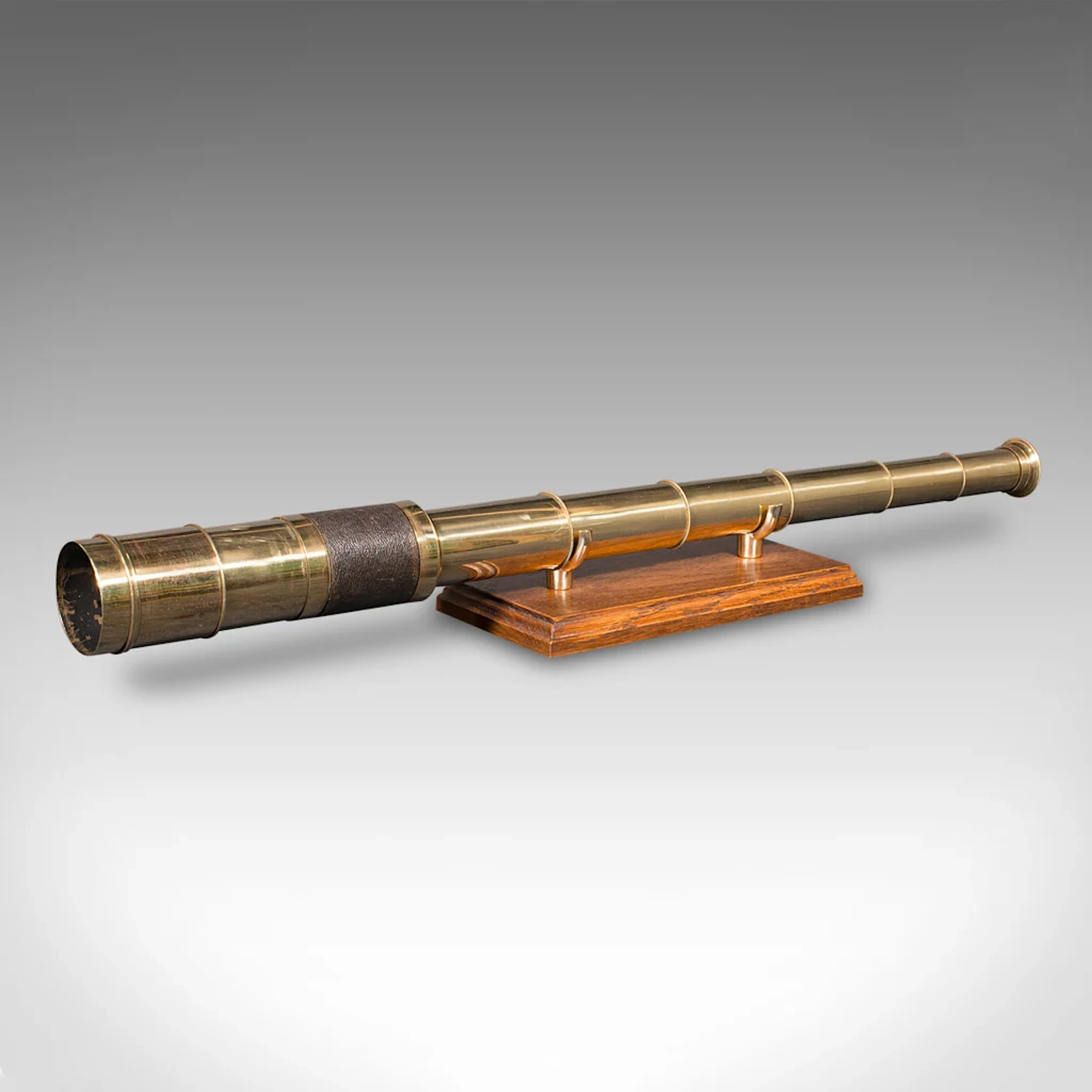 Antique Telescope, English, 6-Draw, Brass, Leather, Terrestrial, Victorian