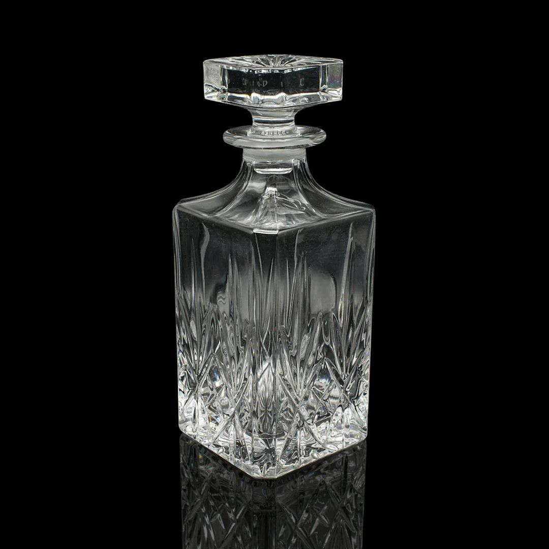 Vintage Irish Whiskey Decanter, Cut Crystal Glass, Spirits, Bourbon