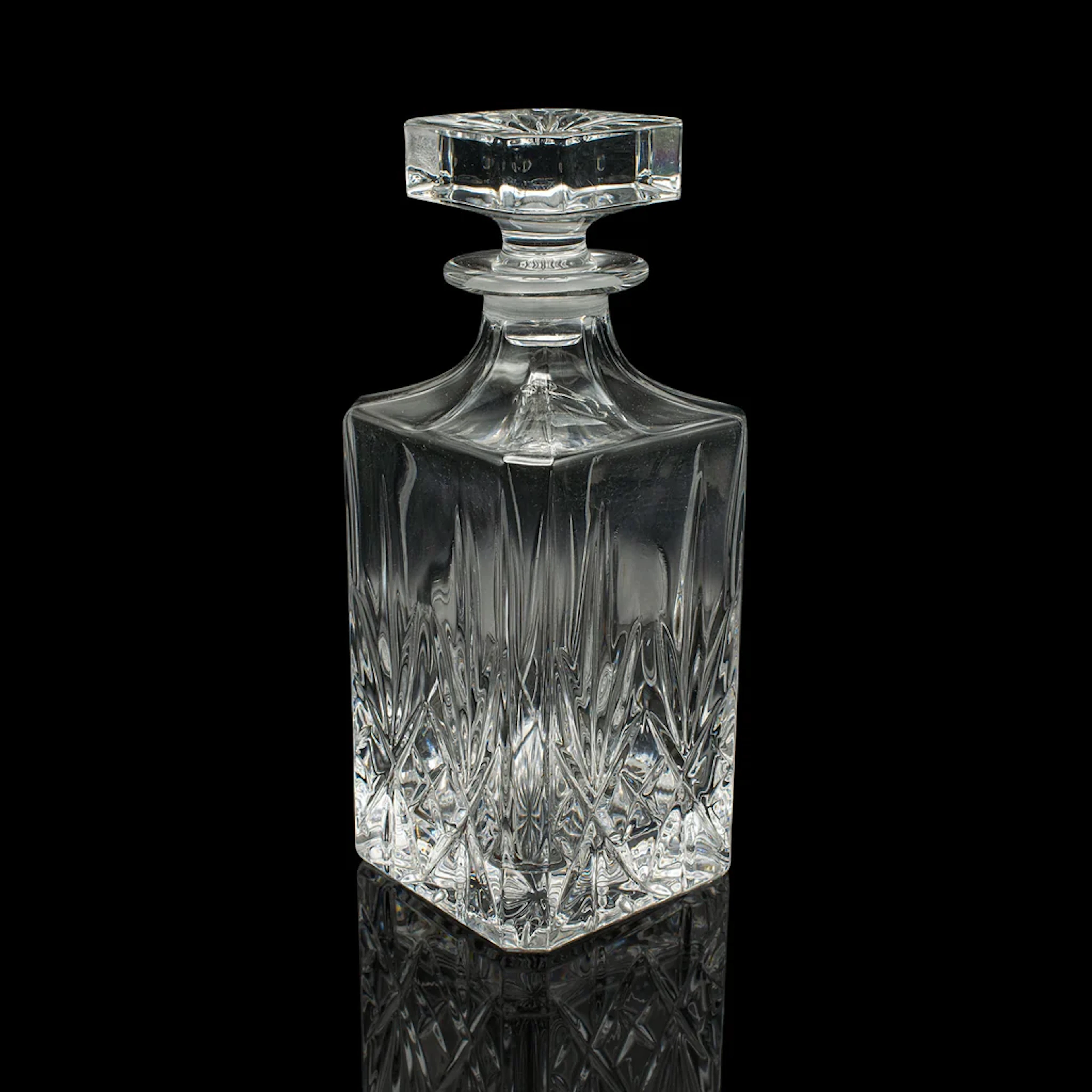 Vintage Irish Whiskey Decanter, Cut Crystal Glass, Spirits, Bourbon