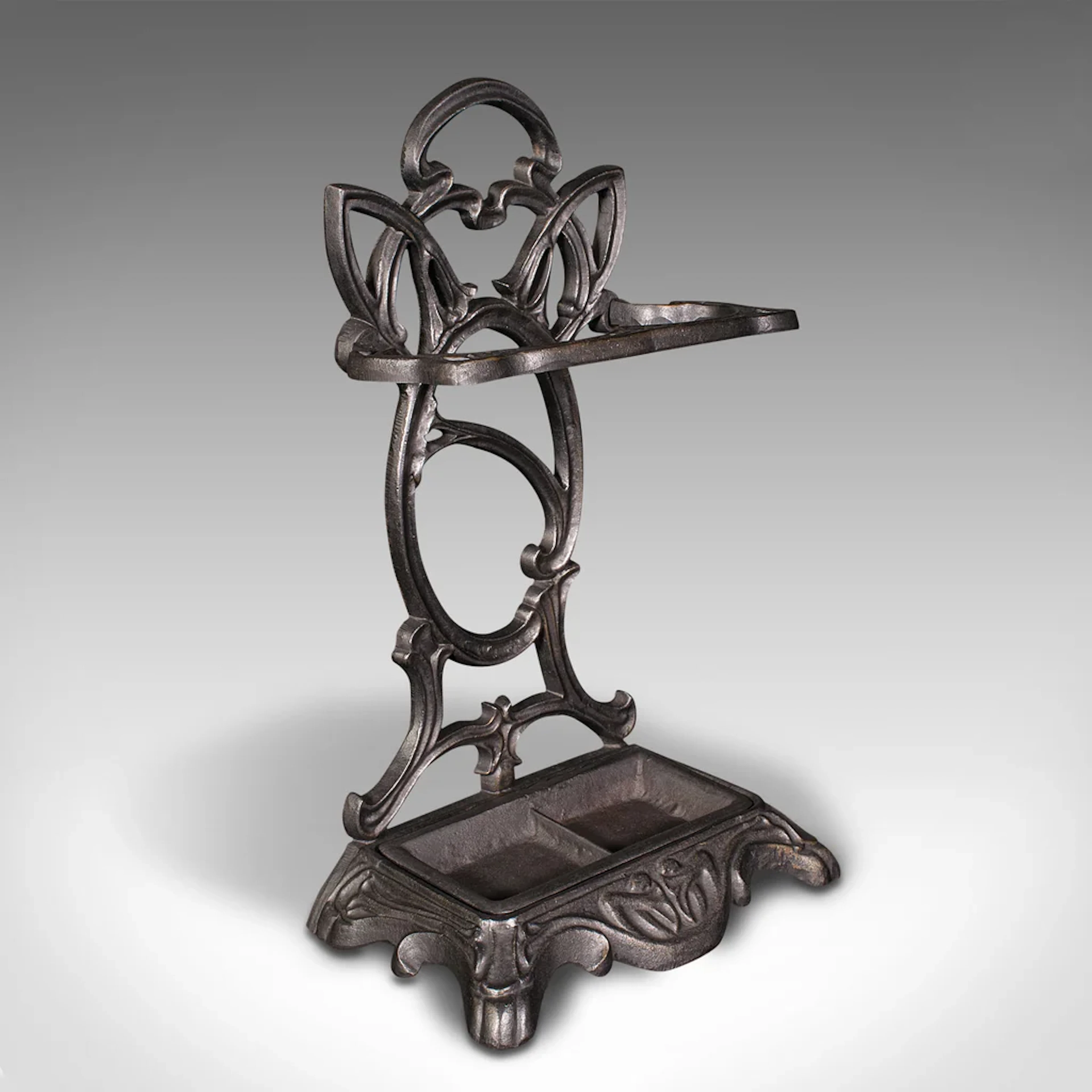 Vintage Hallway Stick Stand, English Cast Iron, Umbrella Rack, Art