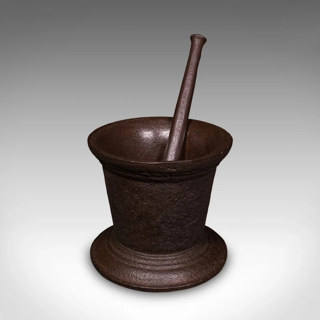 Huge 140 LB Antique Dye Maker's First Stage Mortar & Pestle, English, Georgian