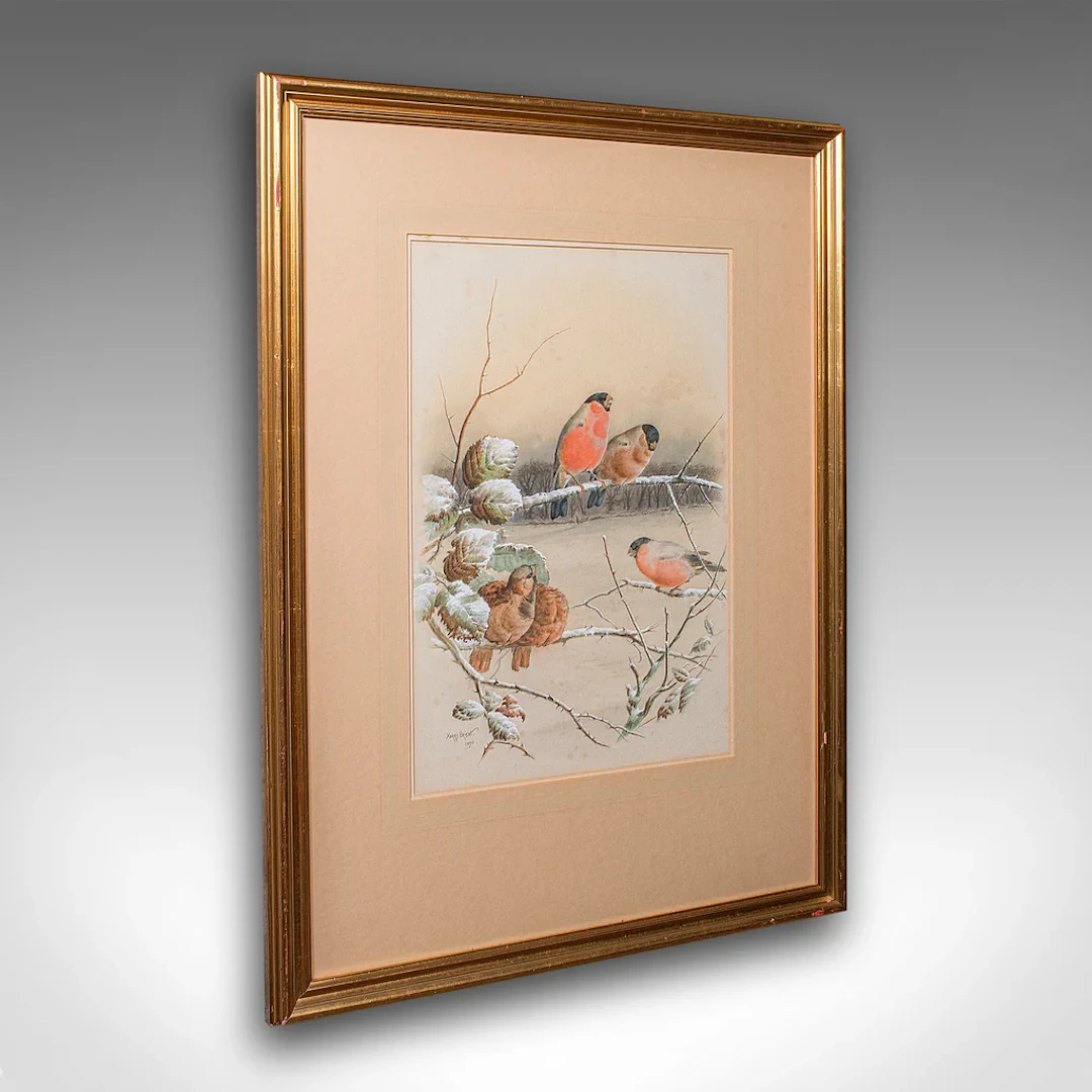 Antique Watercolour Finch Painting, English School, Art, Harry Bright