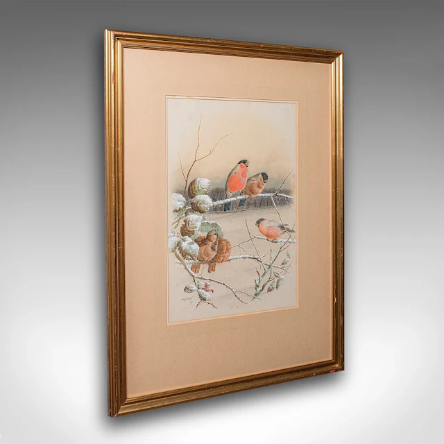Antique Watercolour Finch Painting, English School, Art, Harry Bright